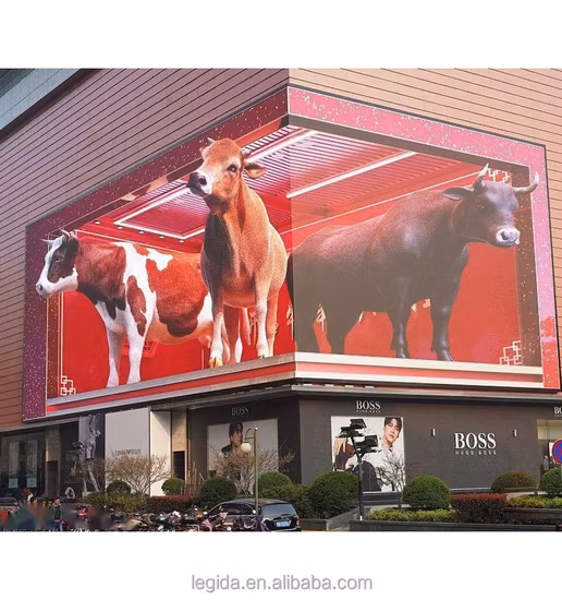 무안경 3D 방수 거리 광고 스크린 패널, 5mm 픽셀 피치, 실외 LED P5 DIP LED 디스플레이